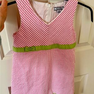 Hartstrings Girls Pink/White /Green Striped Sleeveless Dress Size 5
